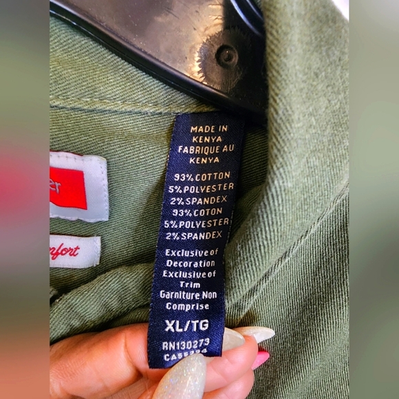 Wrangler Men's Army Green Button Down Long Sleeve Workwear Shirt Top, sz XL - Picture 4 of 13